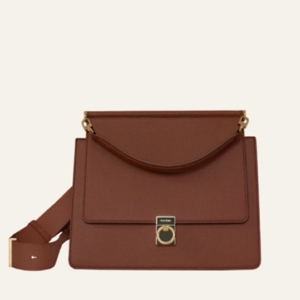 SOLD!!! Polene Paris Numero Sept Edition Textured Cognac - Picture 1 of 13